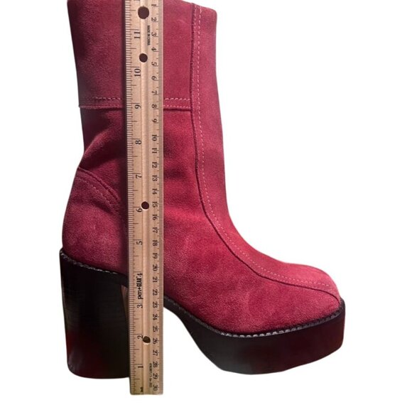 Asos Romeo Pink Suede Platform Boots Size 7 Out of Stock Boho Fun Wow! - Picture 6 of 8